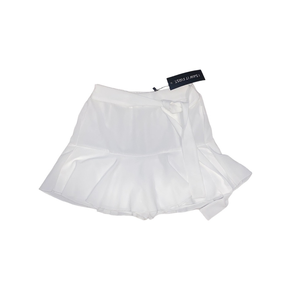 WHITE LINEN WRAP TIE MINI SKORT/SKIRT